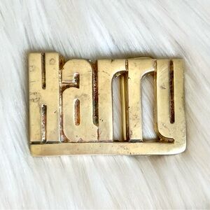 HARRY Vintage Brass 1970s Name Belt Buckle Western Unisex Harry Styles